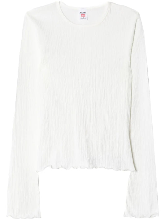 Bell-Sleeved Crinkled Top