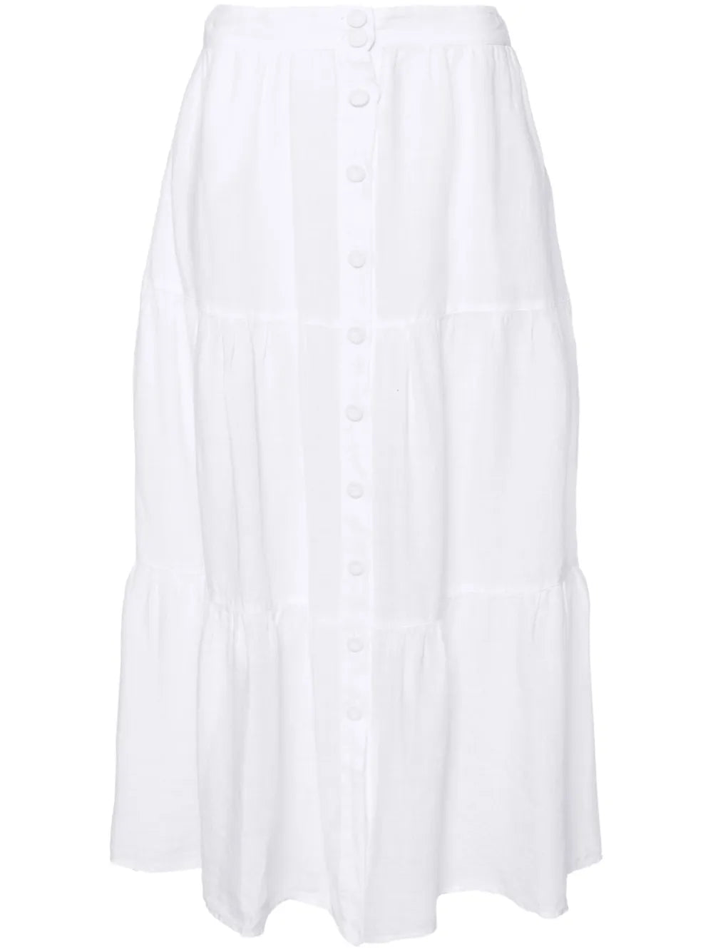 Tiered Linen Midi Skirt