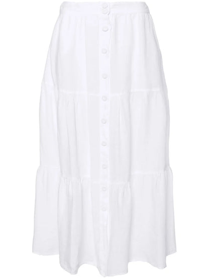 Tiered Linen Midi Skirt