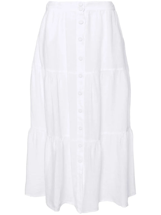 Tiered Linen Midi Skirt