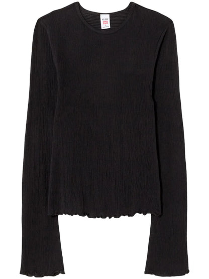 Bell-Sleeved Crinkled Top