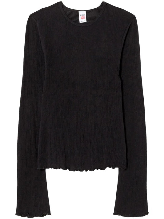 Bell-Sleeved Crinkled Top