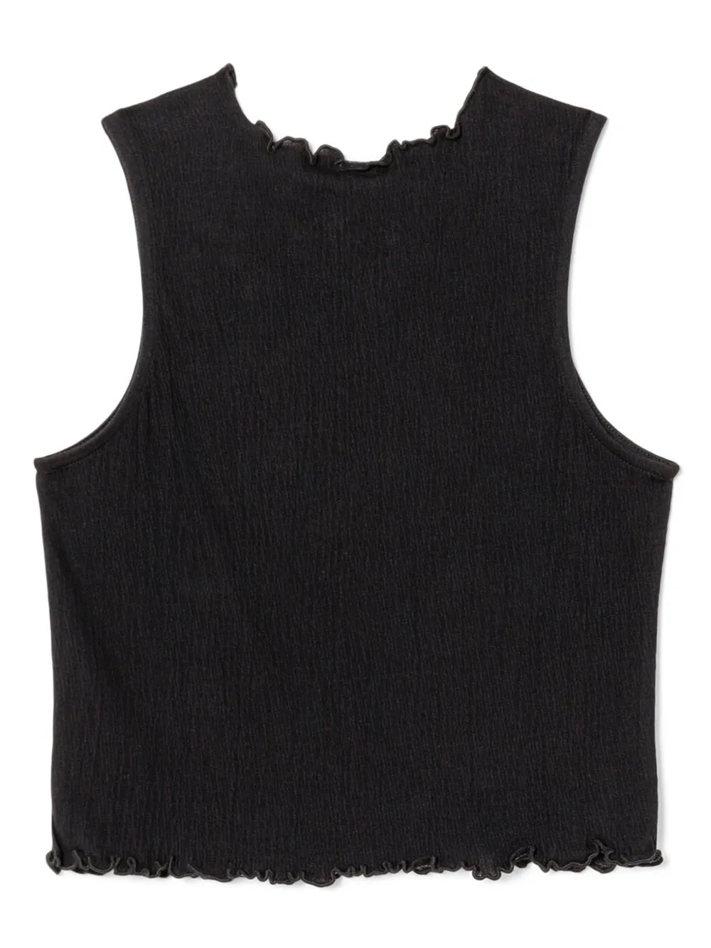 Crinkled Round-Neck Tank Top