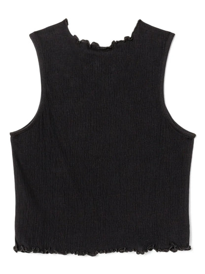 Crinkled Round-Neck Tank Top