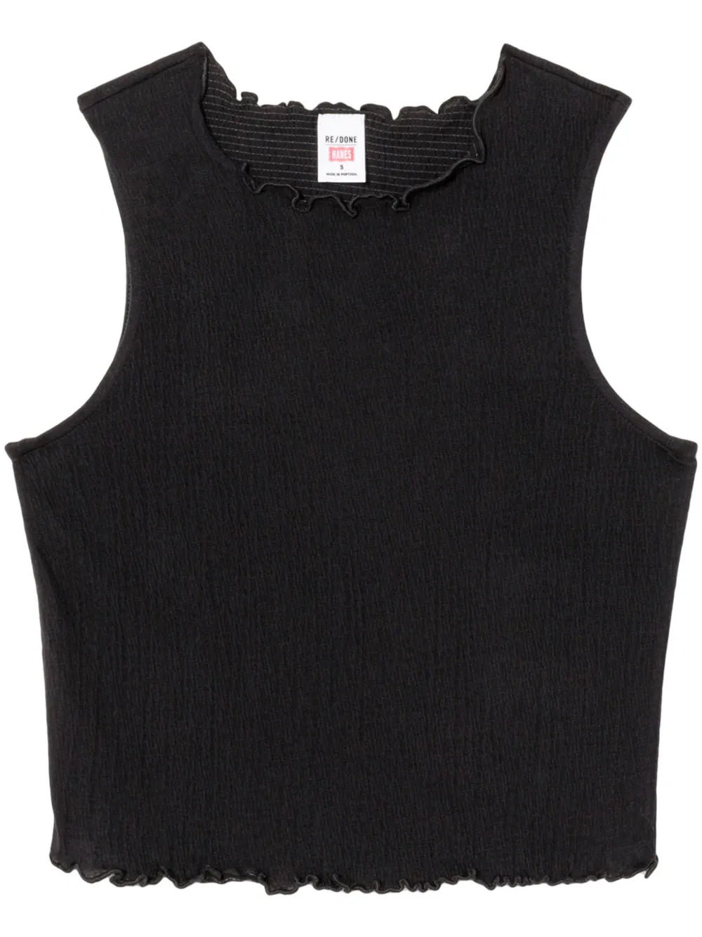 Crinkled Round-Neck Tank Top