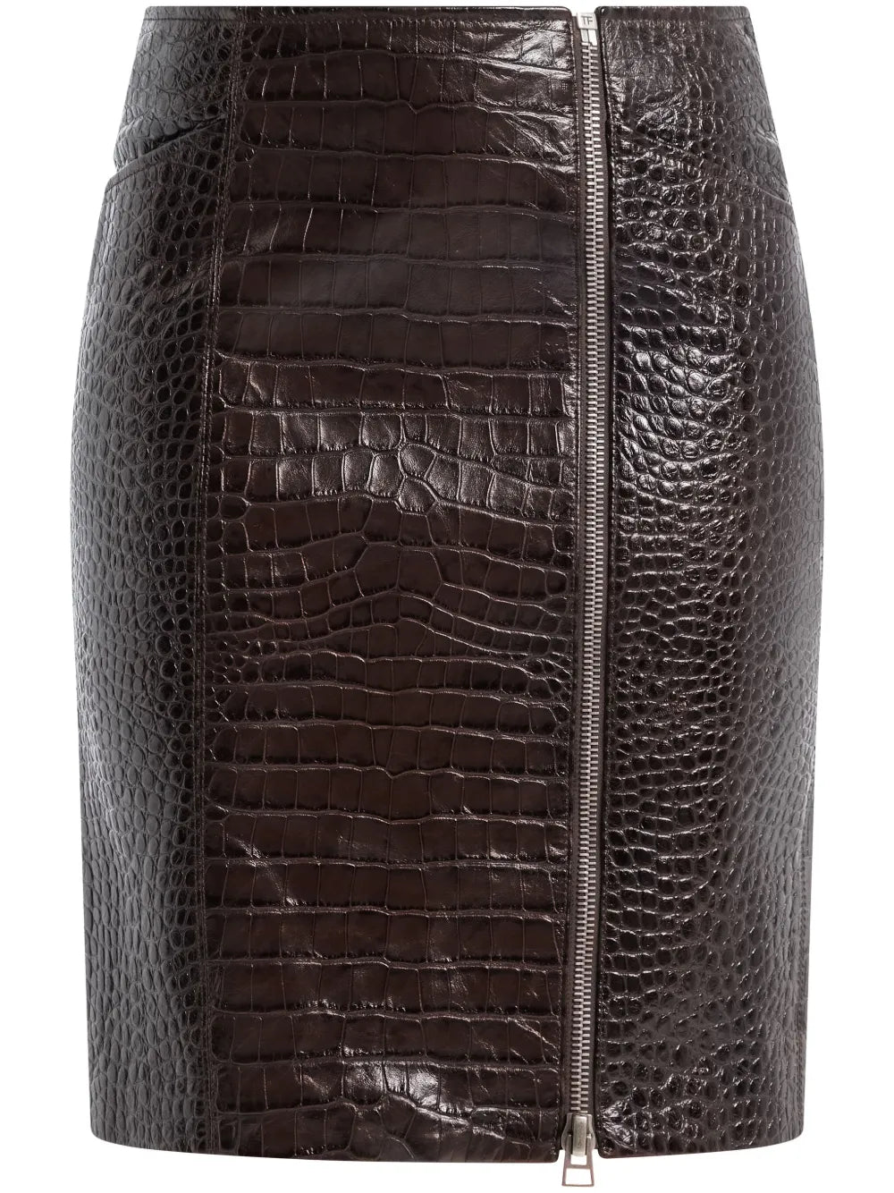 Crocodile-Effect Leather Miniskirt