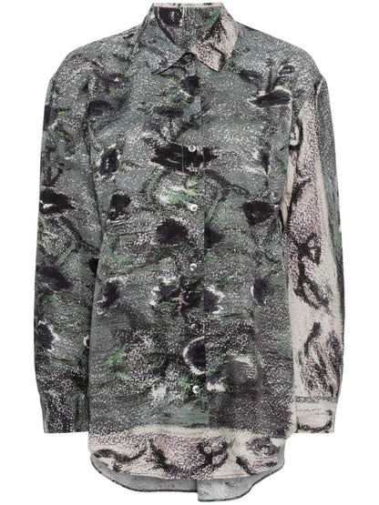 Abstract-Print Asymmetric Shirt