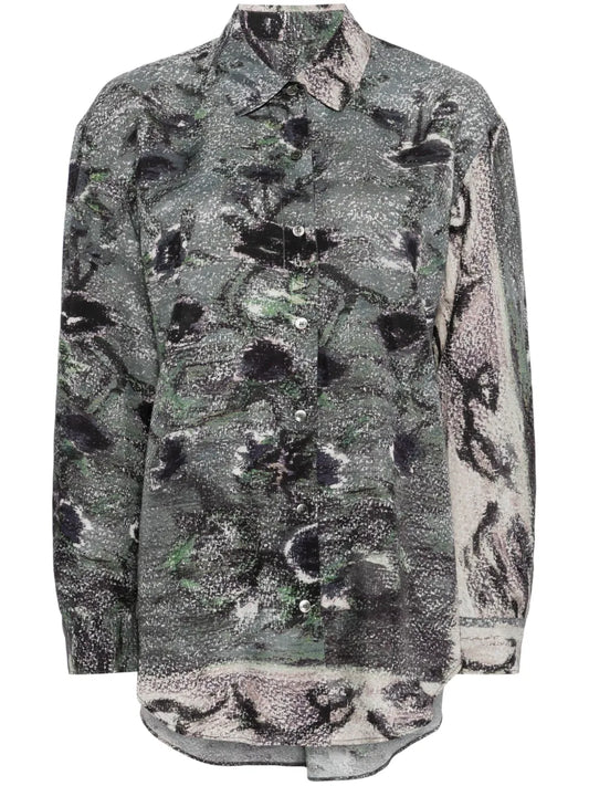 Abstract-Print Asymmetric Shirt