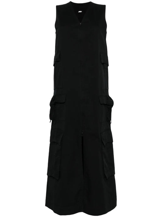 Cargo-Pocket Cotton Midi Dress