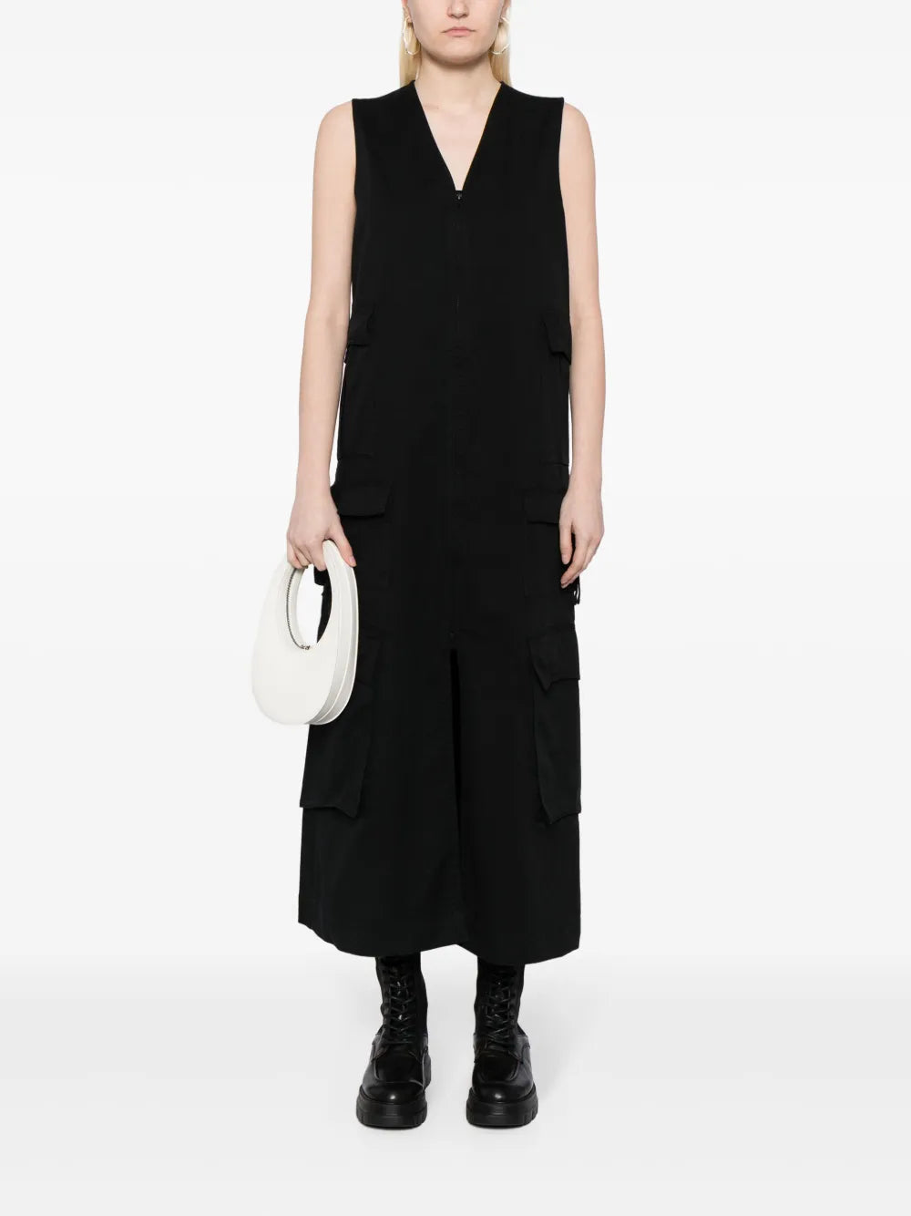 Cargo-Pocket Cotton Midi Dress