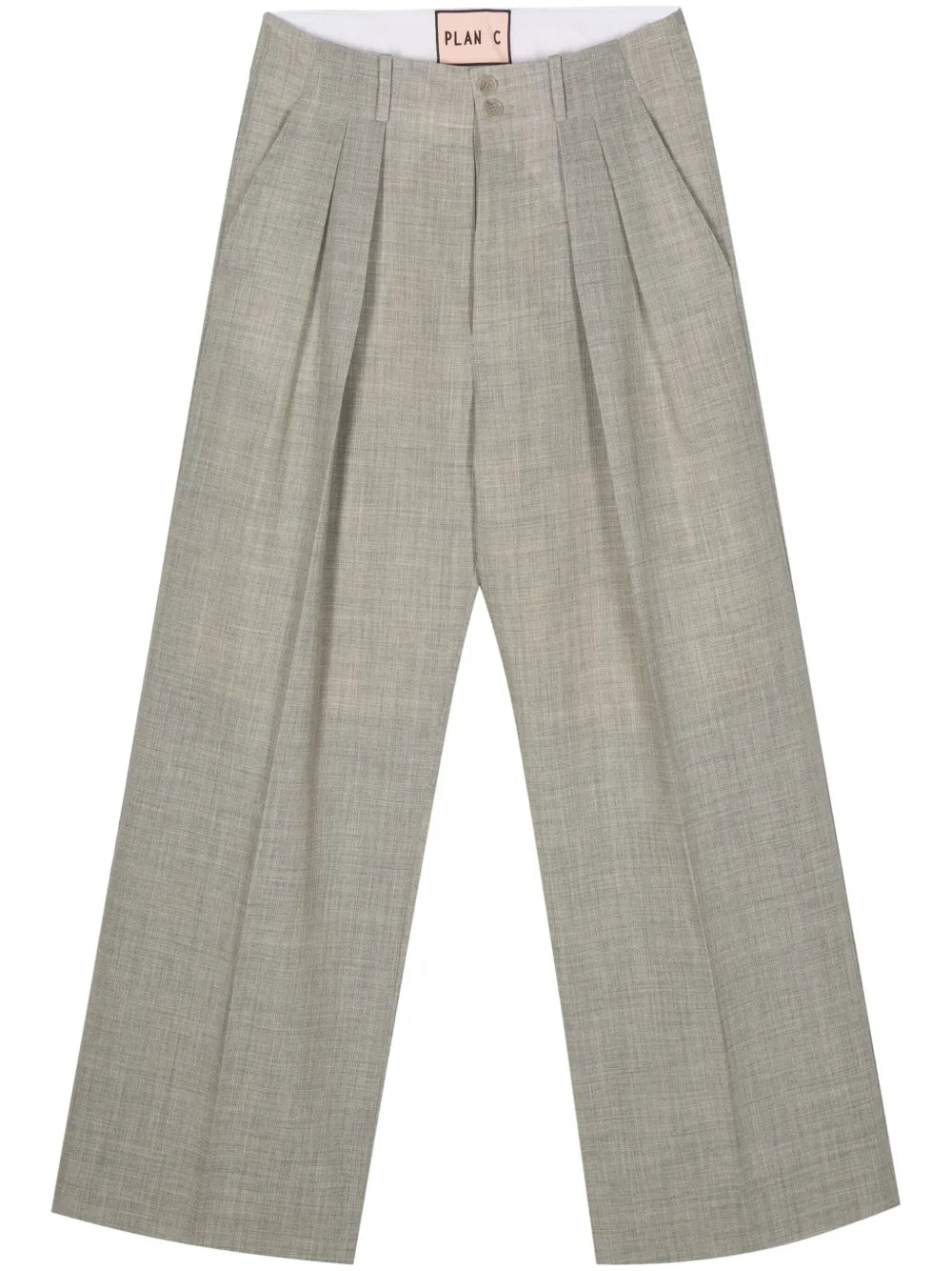 Mélange-Effect Straight Trousers
