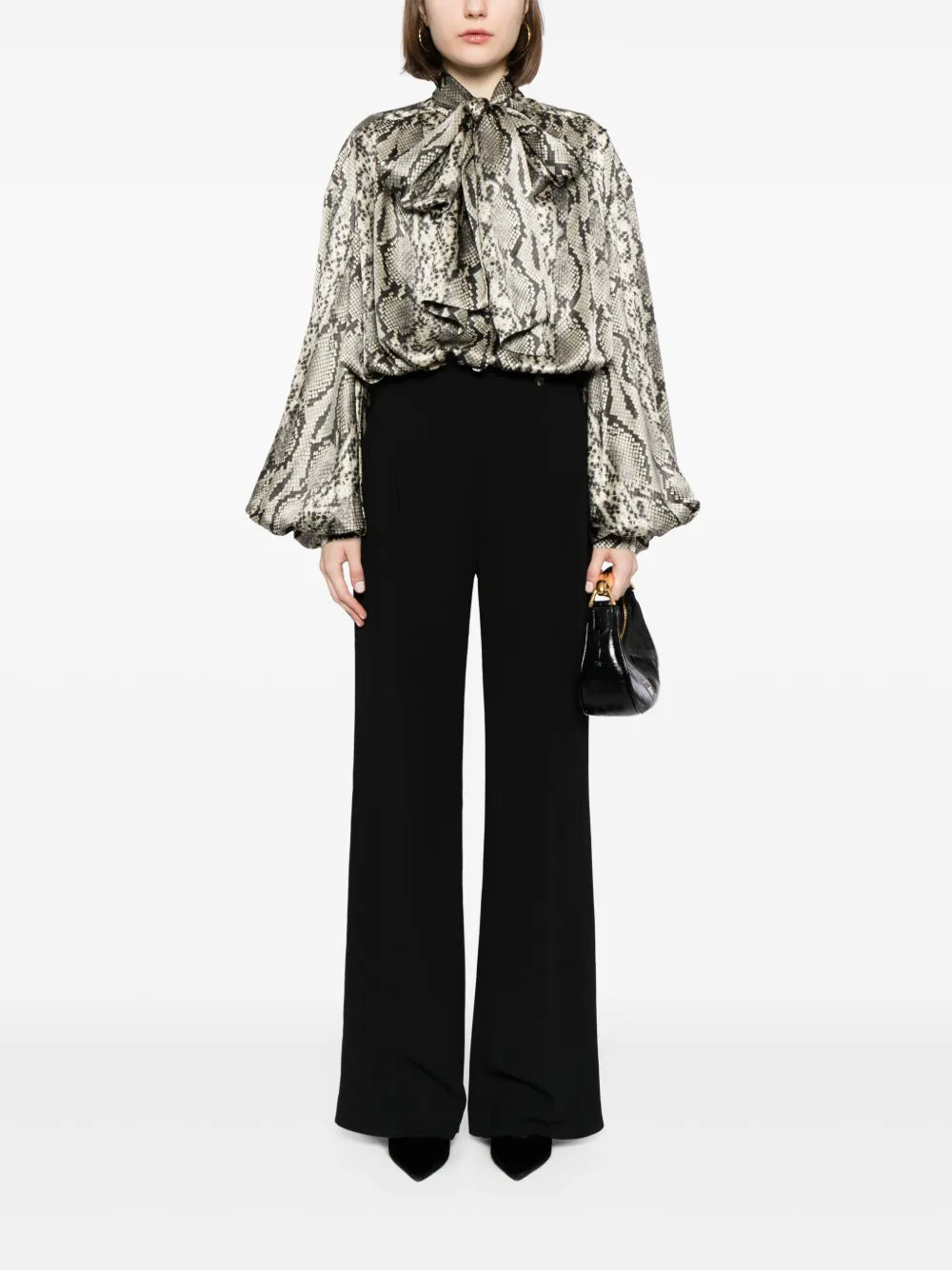 Snakeskin-Print Silk Blouse