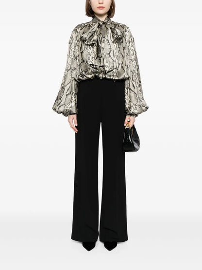 Snakeskin-Print Silk Blouse