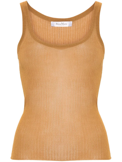 Semi-Sheer Fine-Ribbed Top