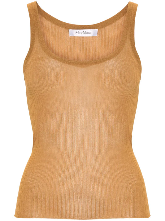 Semi-Sheer Fine-Ribbed Top