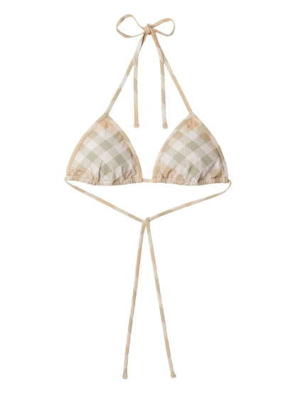 Checked Triangle Bikini Top