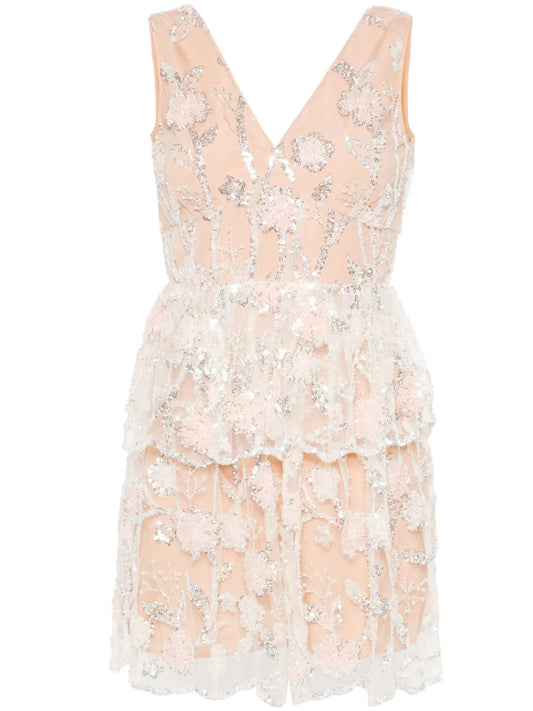 Sequined Lace Mini Dress