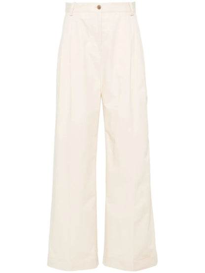 Logo-Embroidered Pleated Straight Trousers