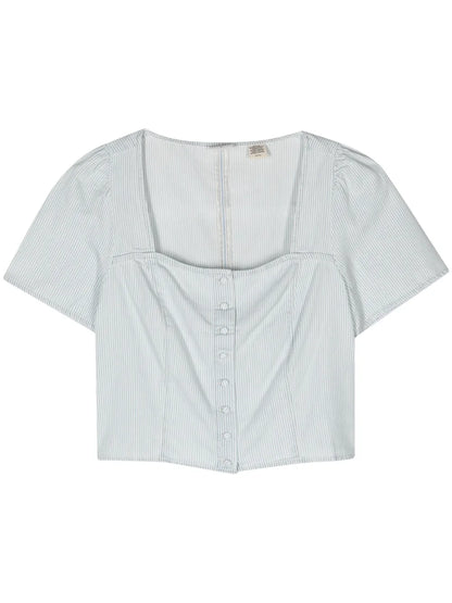 Pascale Striped Denim Blouse
