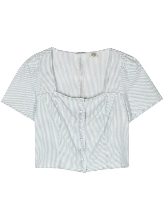 Pascale Striped Denim Blouse