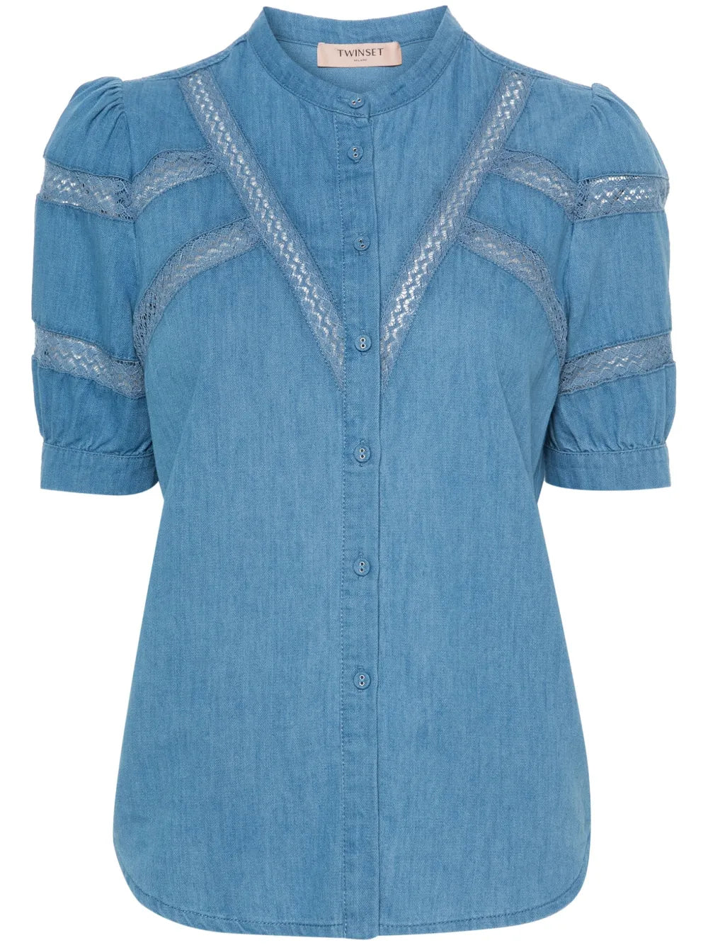 Lace-Trim Denim Shirt