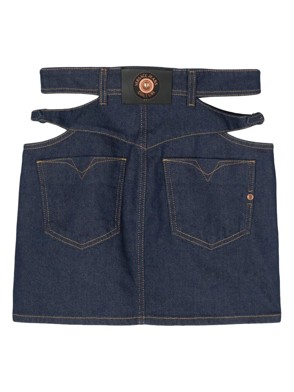 Cut-Out Mini Denim Skirt