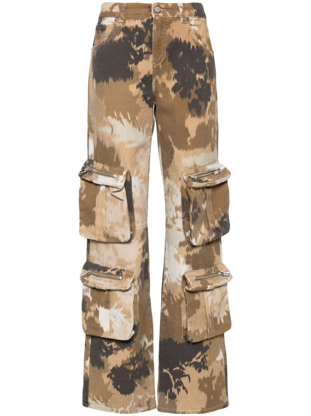 Chiné Camouflage-Print Cargo Jeans