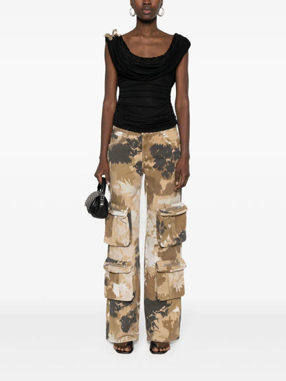 Chiné Camouflage-Print Cargo Jeans