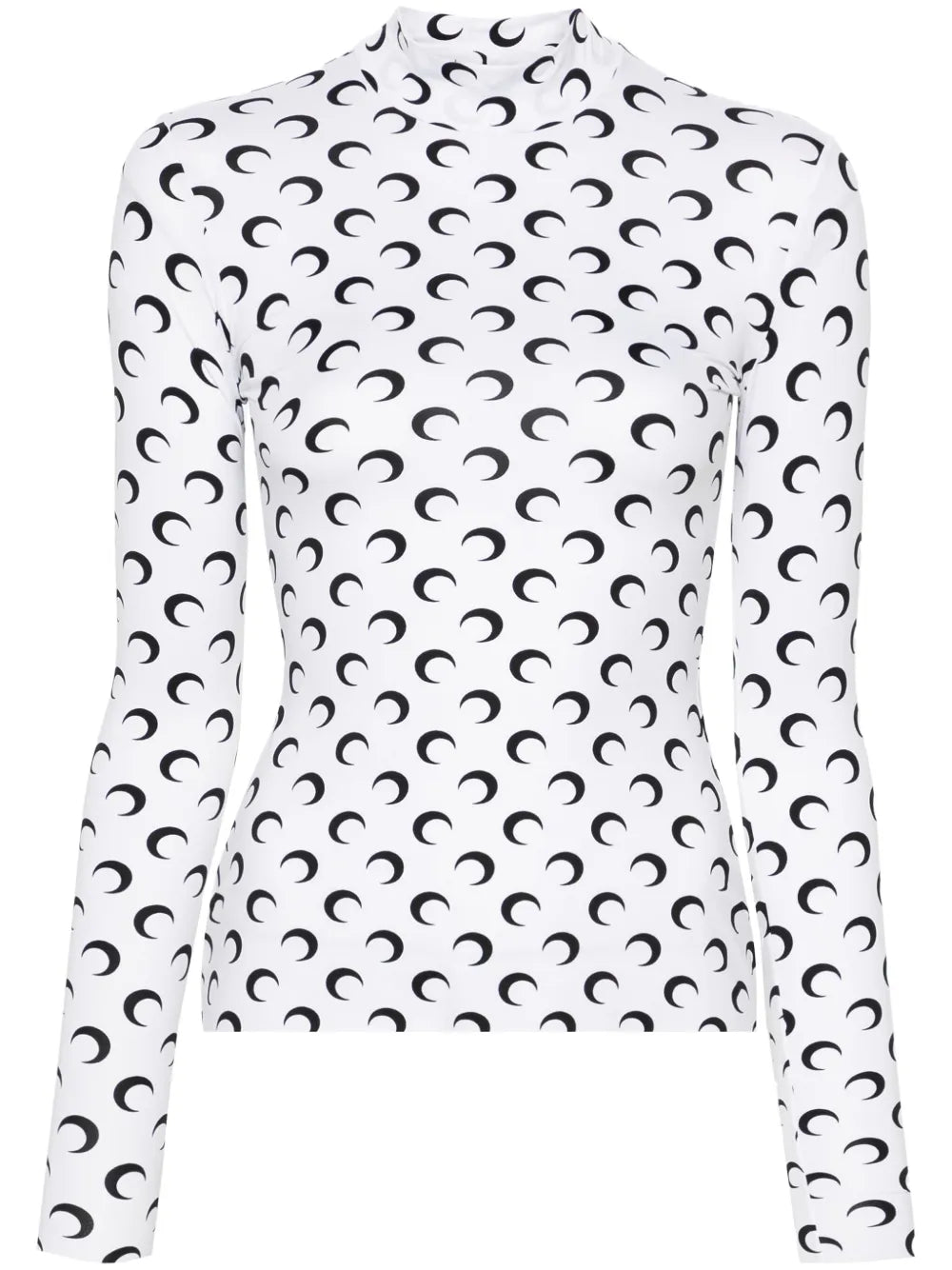 Moon-Print Mock-Neck T-Shirt