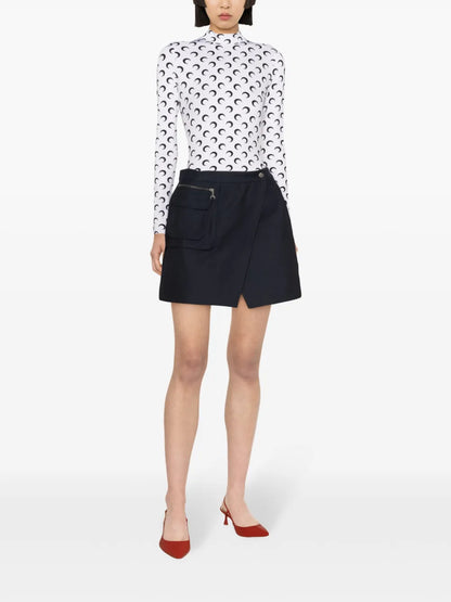 Moon-Print Mock-Neck T-Shirt