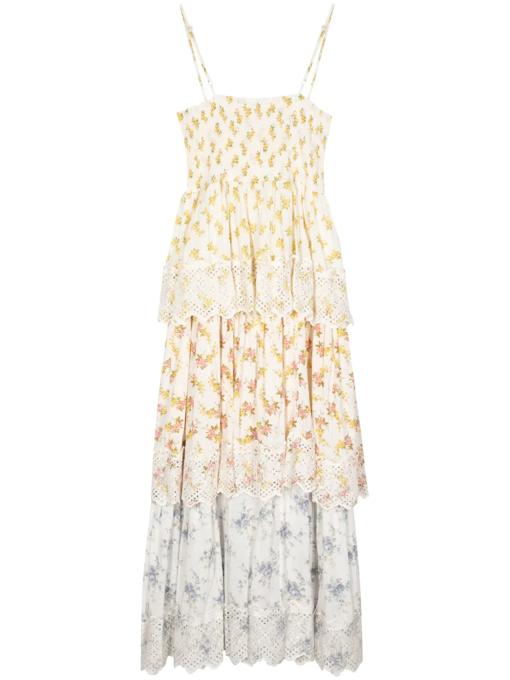 Floral-Print Layered Midi Dress