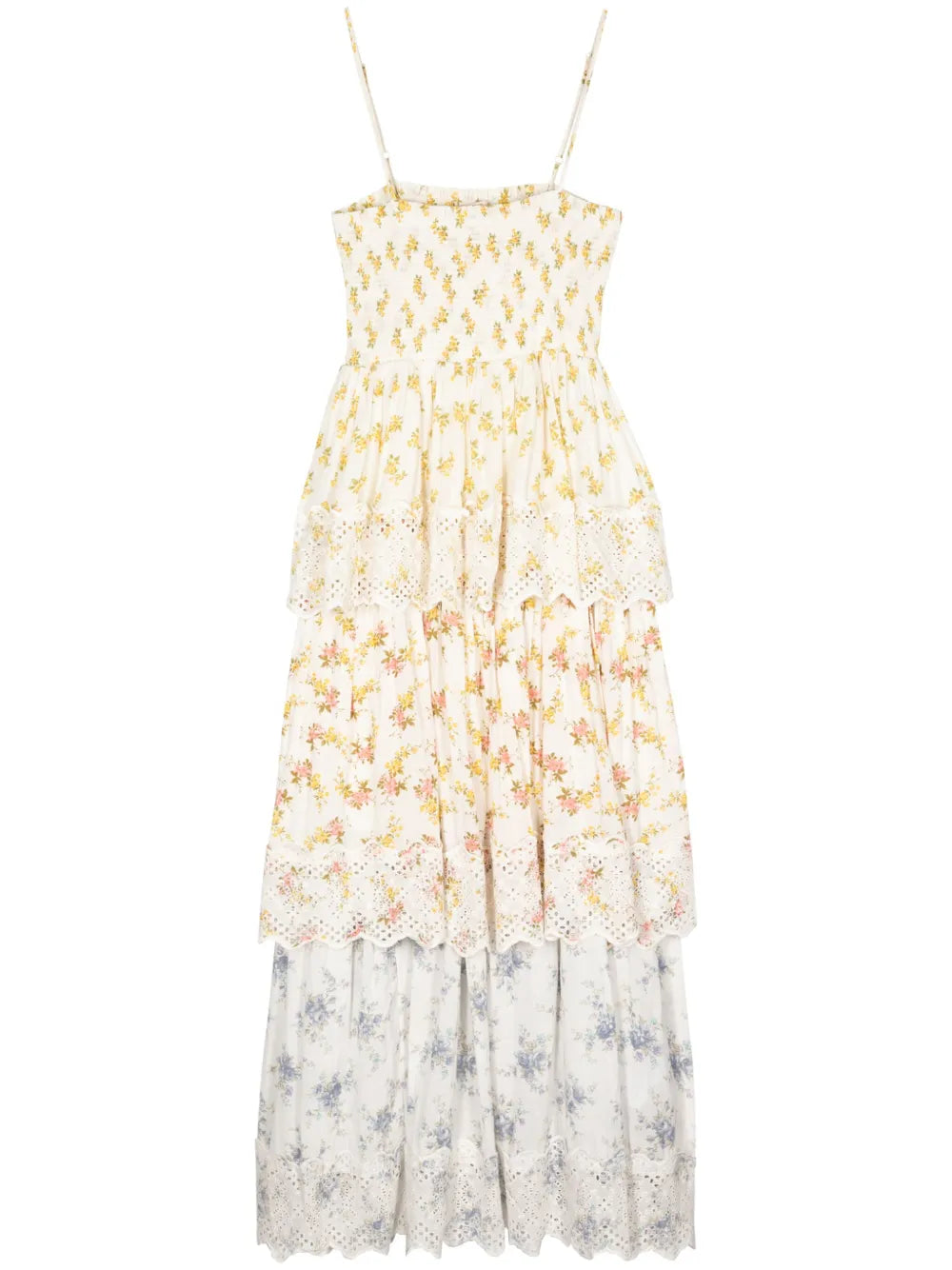 Floral-Print Layered Midi Dress