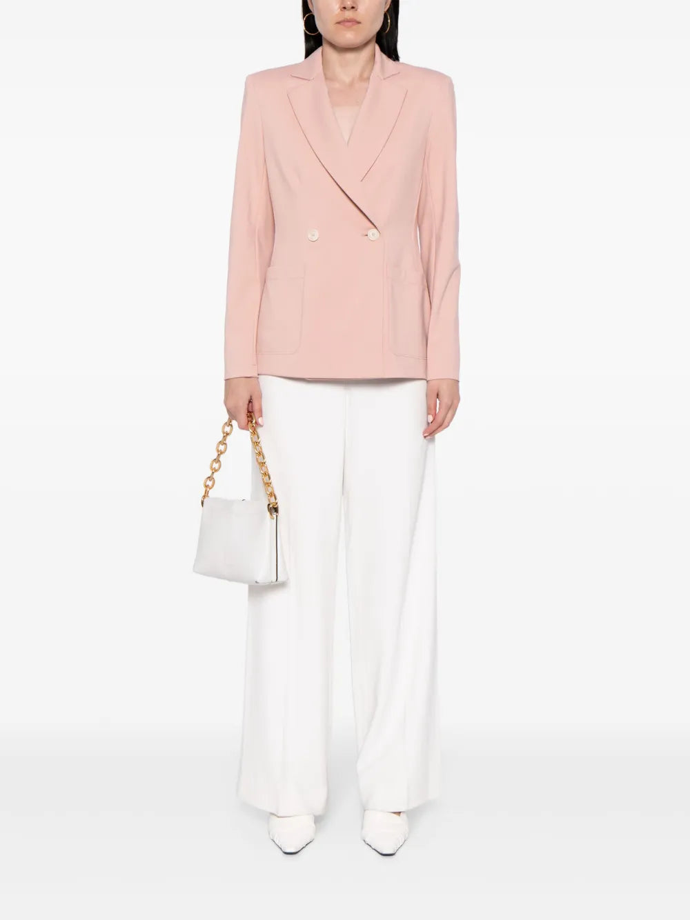 Shoulder-Pads Double-Breasted Blazer