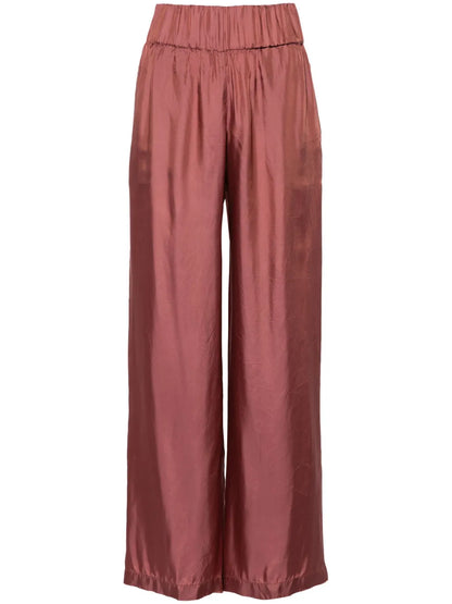 Straight-Leg Satin Trousers