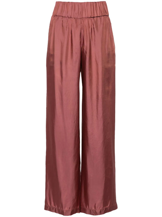 Straight-Leg Satin Trousers