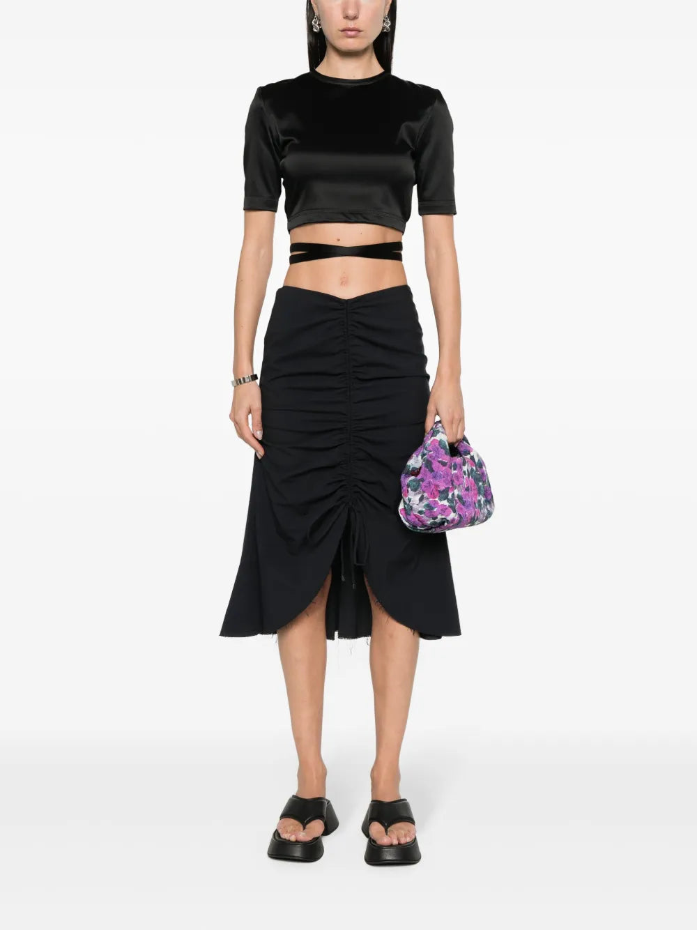 Open-Back Satin T-Shirt