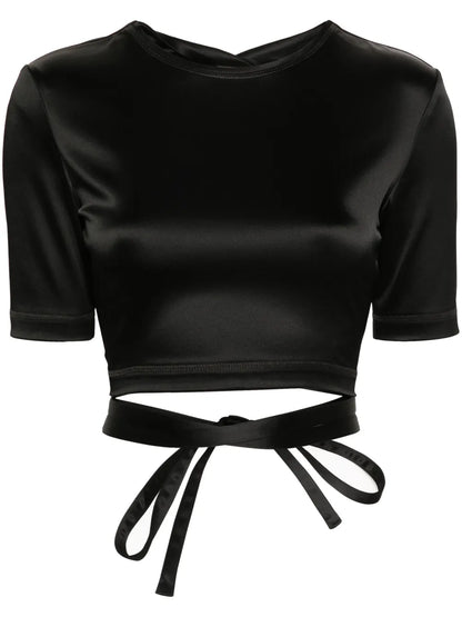 Open-Back Satin T-Shirt