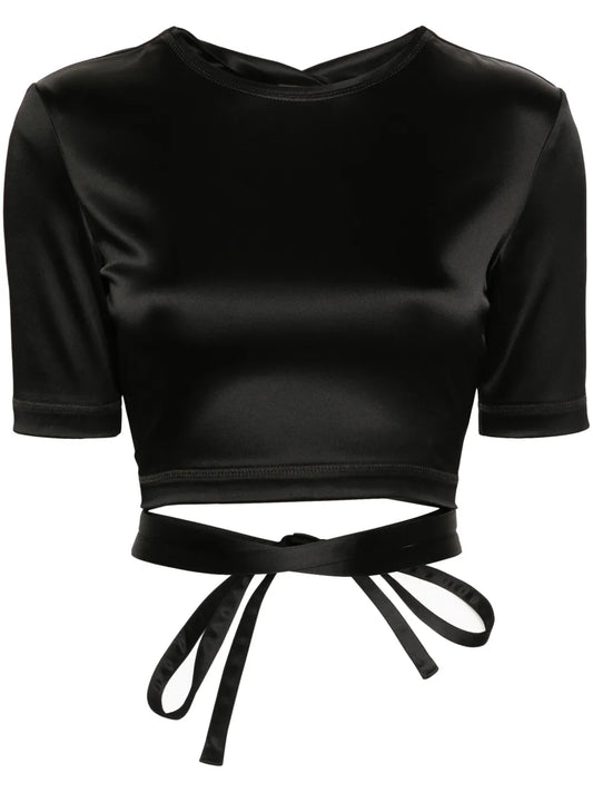 Open-Back Satin T-Shirt