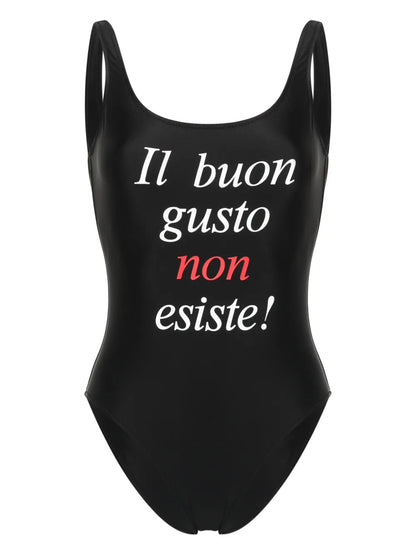 Slogan-Print Swimsuit