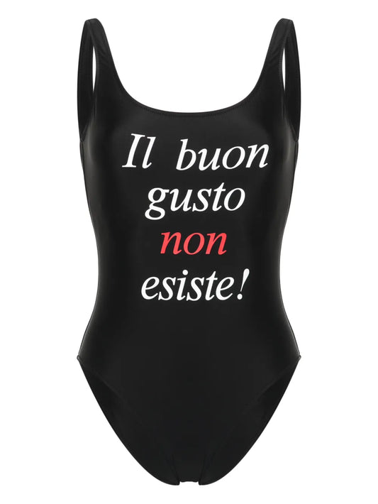 Slogan-Print Swimsuit