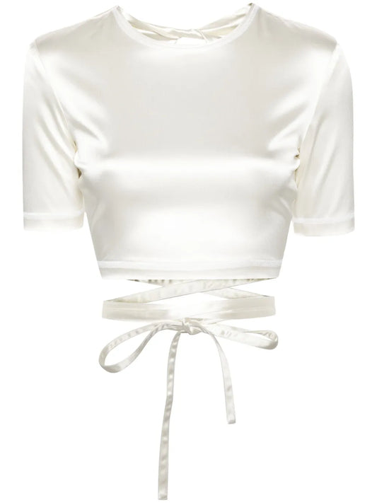 Open-Back Satin T-Shirt