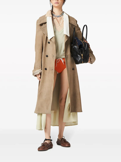 Double-Breasted Suede Coat