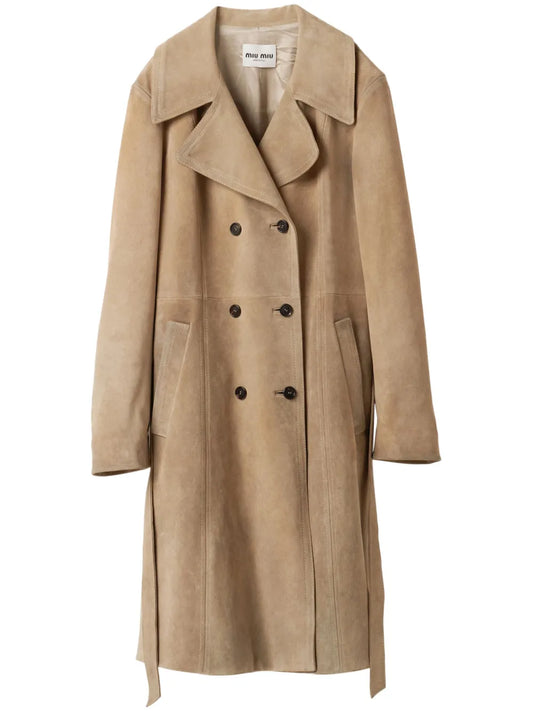 Double-Breasted Suede Coat