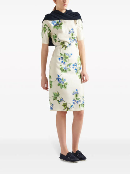 Floral-Print Twill Dress