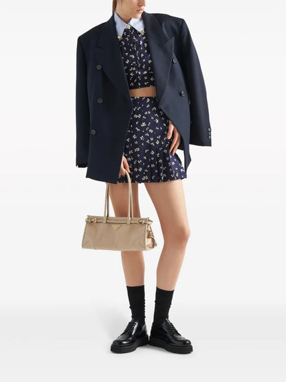 Floral-Jacquard Pleated Mini Skirt