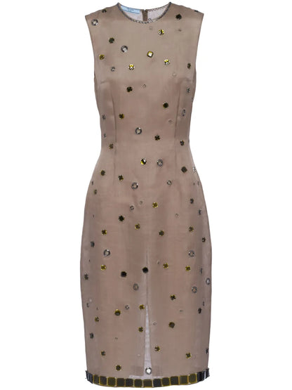 Eyelet-Embellished Silk Dress