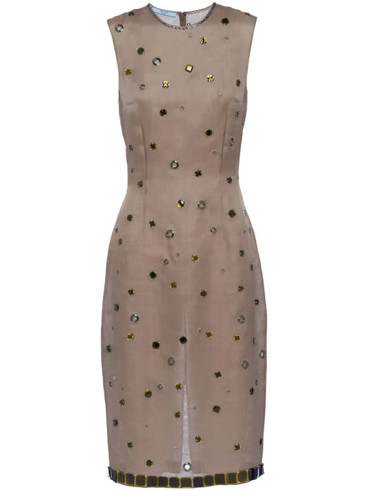Eyelet-Embellished Silk Dress