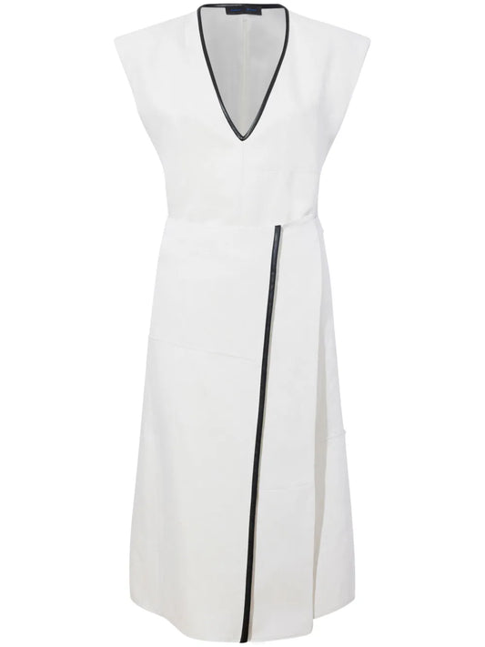V-Neck Cotton Blend Wrap Dress