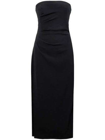 Strapless Crepe Midi Dress