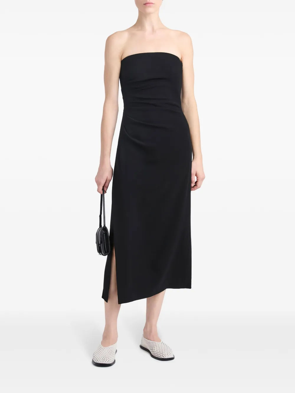 Strapless Crepe Midi Dress